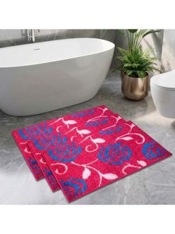 Athom Living - Pink Easy Home Designer Soft Anti Slip Bath Mats (Pack Of 3) (M)