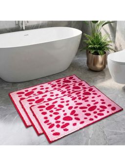Athom Living - Pink Easy Home Designer Soft Anti Slip Bath Mats (Pack Of 3) (M)