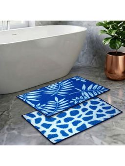 Athom Living - Blue Easy Home Designer Soft Anti Slip Bath Mats (Pack Of 2) (M)