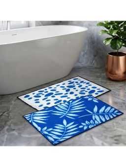 Athom Living - Blue Easy Home Designer Soft Anti Slip Bath Mats (Pack Of 2) (M)