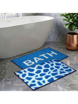 Athom Living - Blue Easy Home Designer Soft Anti Slip Bath Mats (Pack Of 2) (M)