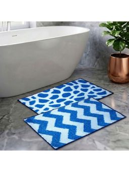 Athom Living - Blue Easy Home Designer Soft Anti Slip Bath Mats (Pack Of 2) (M)