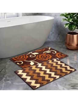 Athom Living - Brown Easy Home Designer Soft Anti Slip Bath Mats (Pack Of 2) (M)