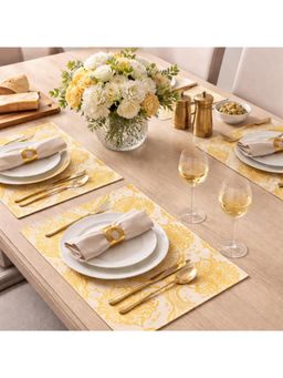 Nesterra - Yellow Ornamental Design Premium Dining Table Mats (Pack of 4)