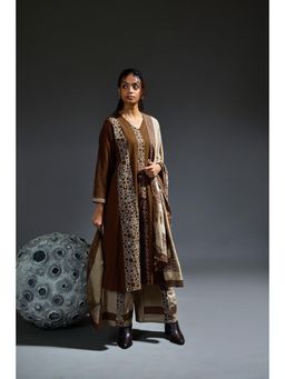 Banana Labs - Rust Brown Kurta with Palazzo and Dupatta (Set of 3)