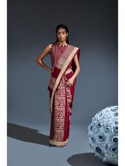 Banana Labs - Maroon Saree without Blouse
