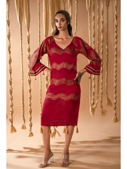 Banana Labs - Aurum Arizona Waves Maroon Dress
