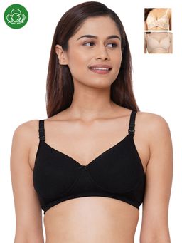 Inner Sense - Organic Antimicrobial Padded Nonwired Feeding Bra - Pack Of 3 -Multi-Color