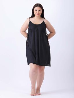 Qurvii - Solid Rayon Side-Tie Dress