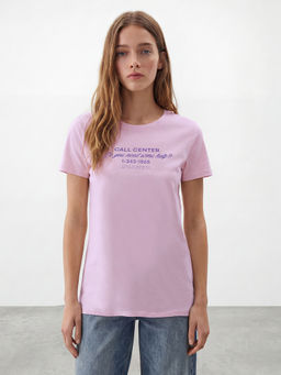 R&B - Women Pastel Pink Typography Printed T-shirt
