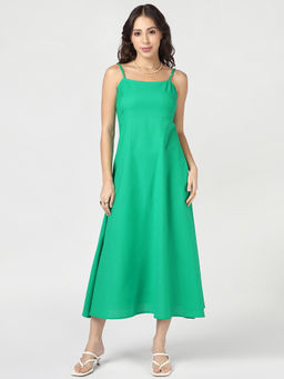 Bewakoof - Women Blarney Green Solid A-Line Dress