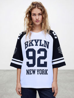 R&B - Women White Typography Printed T-shirt