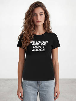 R&B - Women Black Typography Printed T-shirt
