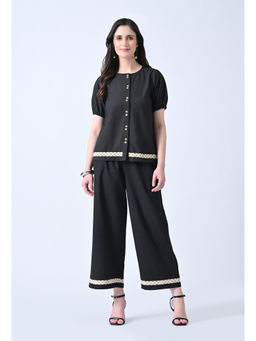 ALL WAYS YOU - Women Black Solid Cotton Co-Ord Set