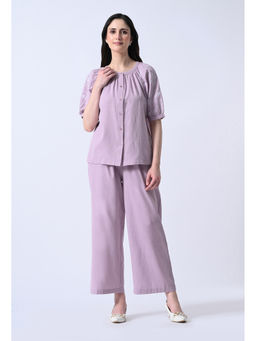 ALL WAYS YOU - Women Lavender Embroidered Cotton Co-Ord Set