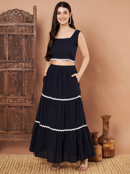 CHARMGAL - Women Black Cotton Co Ord Set