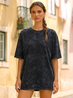 LEOTUDE - Women Black Oversized T-shirt