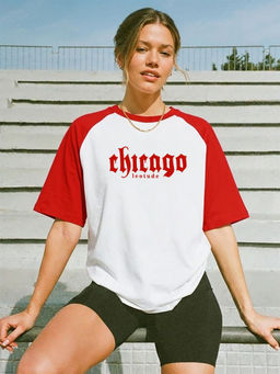 LEOTUDE - Women White Colorblock Oversized T-shirt