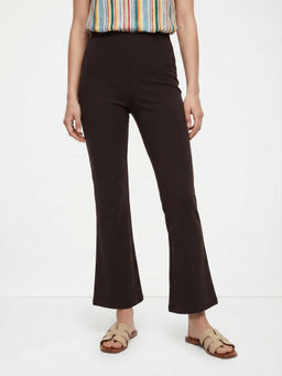 Cover Story - Women Soho Dark Brown Solid Trouser