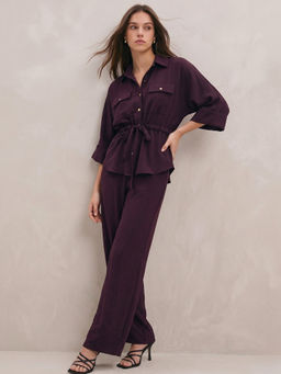 Outzidr - Women Purple Textured Co-Ord Set