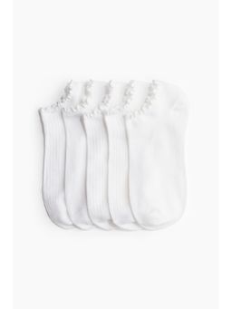 H&M - Women White 5-pack shaftless socks
