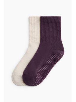 H&M - Girls Purple 2-pack anti-slip yoga socks