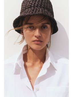 H&M - Women Brown Straw bucket hat