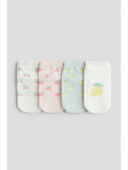 H&M - Girls White 4-pack shaftless socks