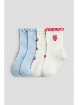 H&M - Girls Blue 4-pack overlocked socks