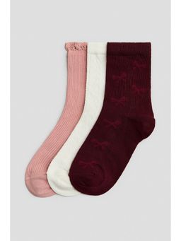 H&M - Girls Pink 3-pack socks