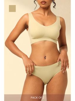 Krvvy - Women Light Green Seamless Low Rise Hipsters (Pack of 2)