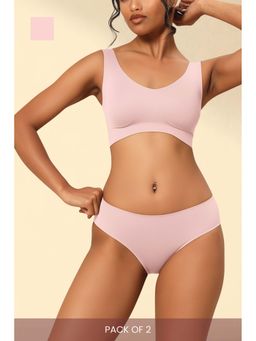 Krvvy - Women Light Pink Seamless Low Rise Hipsters (Pack of 2)