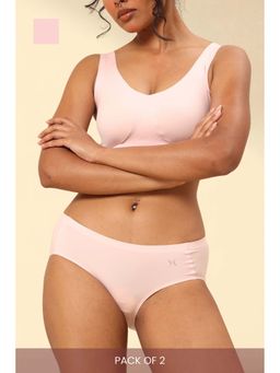 Krvvy - Women Light Pink Low-Rise Seamless Hipsters (Pack of 2)