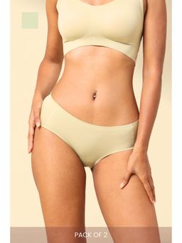 Krvvy - Women Light Green Low-Rise Seamless Hipsters (Pack of 2)