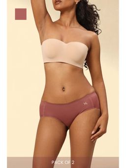 Krvvy - Women Rose Pink Low-Rise Seamless Hipsters (Pack of 2)