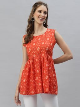 Stylum - Womens Bandhej Printed Cotton Top