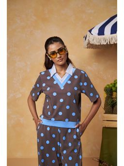 Muvazo - Cocoa Sky Polka Polo T-shirt