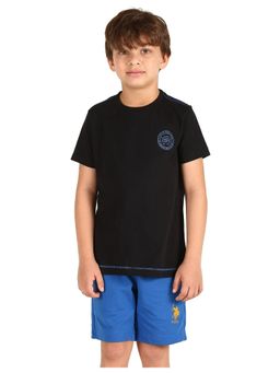 U.S. POLO ASSN. - Boys Ribbed Neck Cotton T-shirt Black
