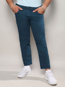 Instafab Plus - Men'S Prussian Blue Rolled Hem Denim Jeans