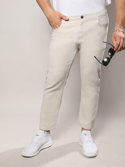 Instafab Plus - Men'S Light Grey Rolled Hem Denim Jeans