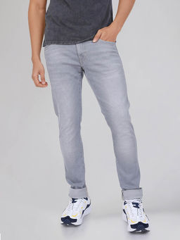 Wrangler - Men Grey Vegas Skinny Fit Low Rise Light Fade Jeans