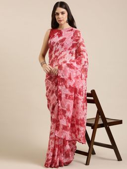 Vastranand - Poly Chiffon Work Design Party Wear Saree with Unstitched Blouse