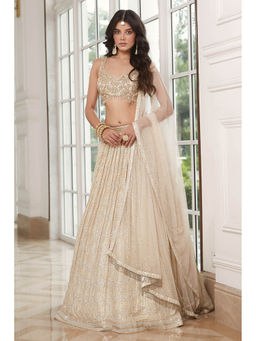 Basanti Kapde aur Koffee - Ivory Embroidered Blouse and Lehenga with Dupatta (Set of 3)