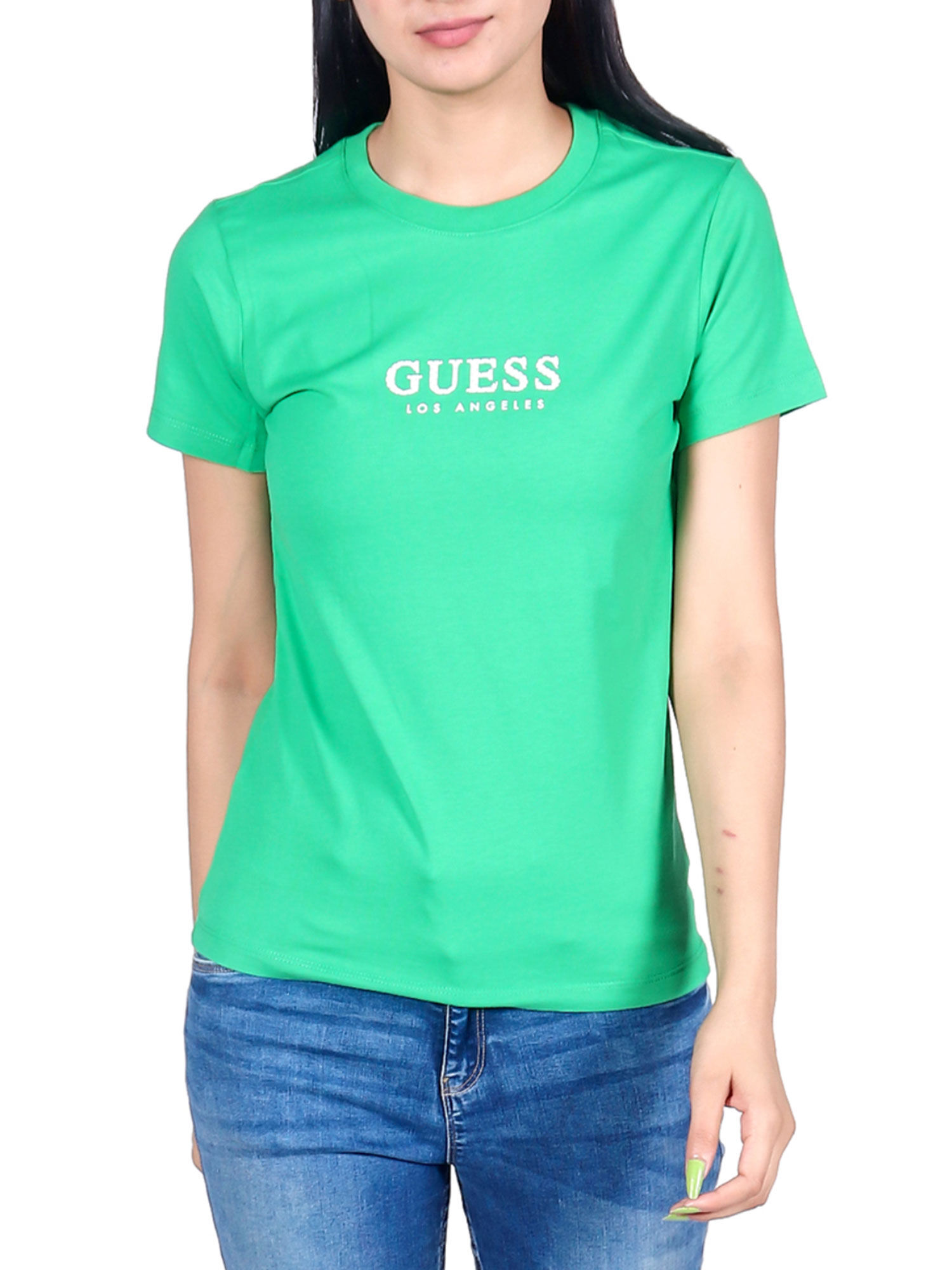 Buy Guess Women Green Crew Neck T-Shirt 
