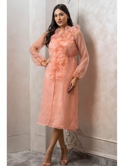 Label Swish - Peach Organza Ruffle Midi Dress (Set of 2)