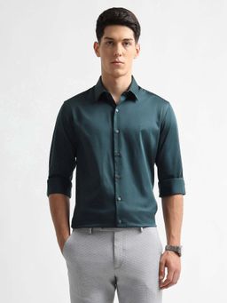 Arrow Newyork - Men's Satin Manhattan Slim Fit Shirt-Teal