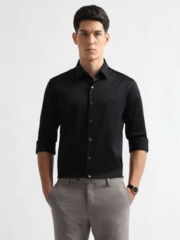 Arrow Newyork - Men's Satin Manhattan Slim Fit Shirt-Black