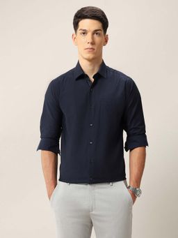 Arrow - Men's Manhattan Slim Fit Ceremonial Shirt-Navy Blue