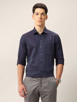 Arrow - Men's Manhattan Slim Fit Ceremony Shirt-Navy Blue
