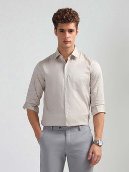 Arrow - Men's Manhattan Slim Fit Printed Shirt-Brown